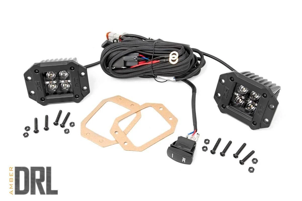 Rough Country - 2 Inch Black Series LED Light Pods - Flush Mount - Amber DRL - Image 5