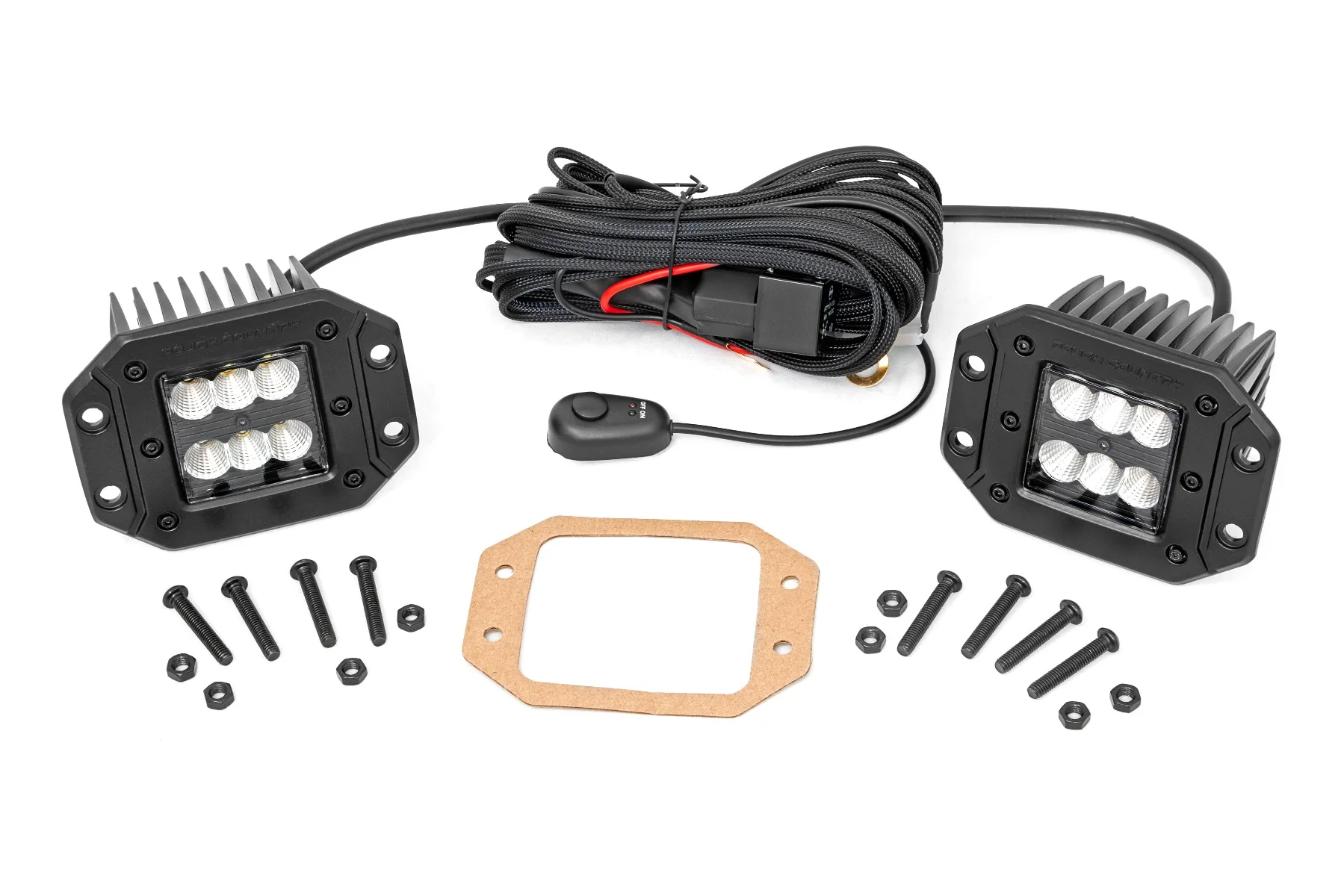 Rough Country - 2 Inch Black Series LED Light Pods - Pair - Flood - Flush Mount - Image 5