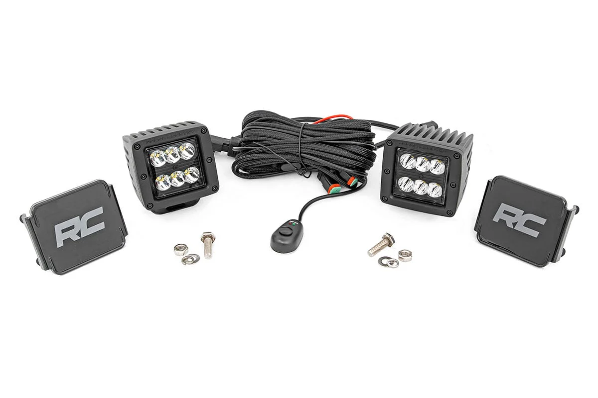 Rough Country - 2 Inch Black Series LED Light Pods - Spot - Square - Image 3