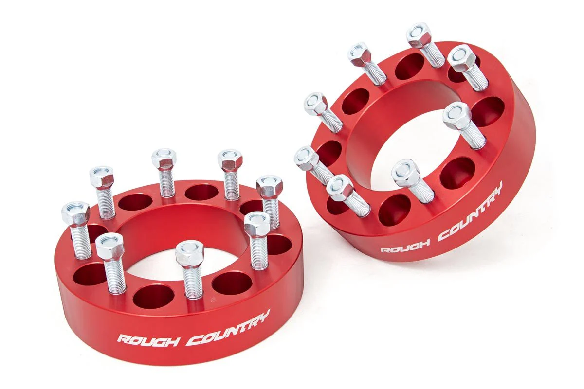 Rough Country - 2 Inch Wheel Spacers - 8x6.5 - Red - Multiple Makes & Models (Chevy/GMC/Ram) - Image 2