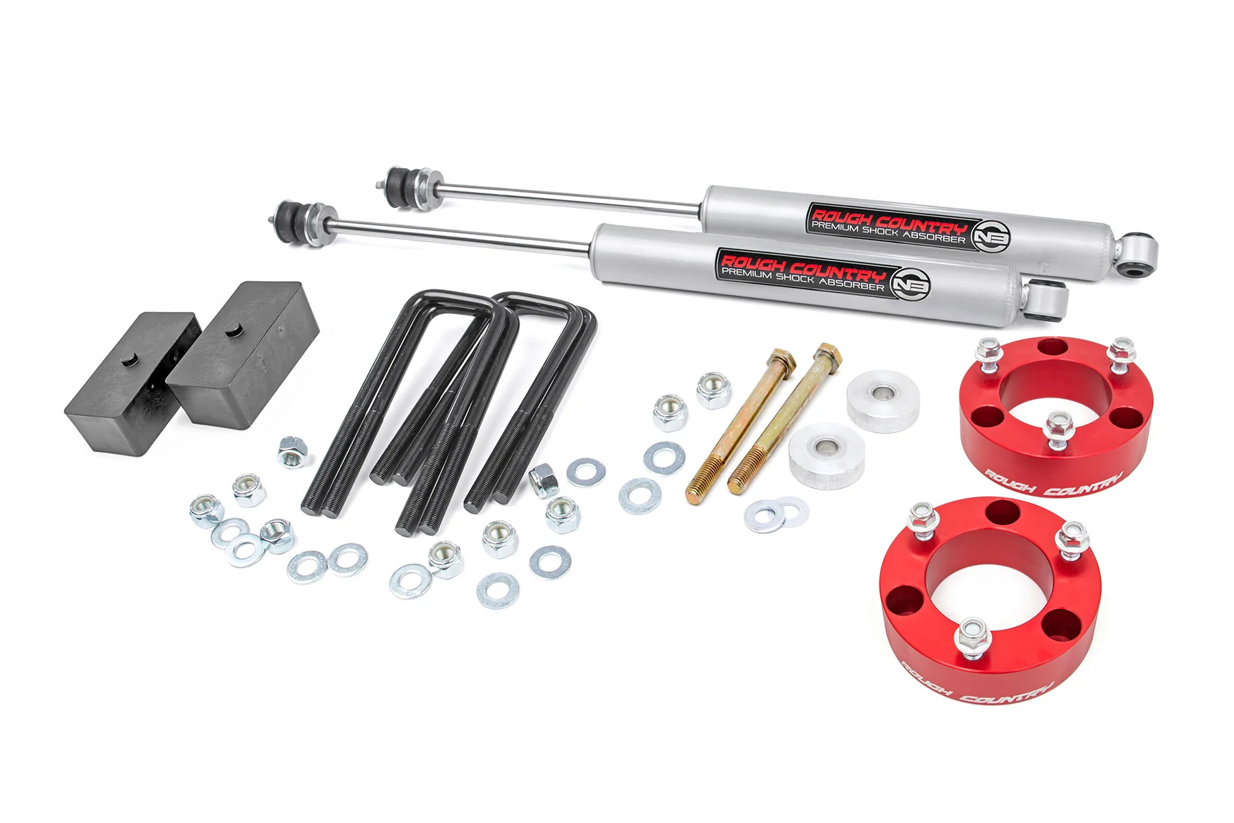 Rough Country - 3 Inch Lift Kit - Red Spacer - Toyota Tacoma 2WD/4WD (2005-2023) - Image 7