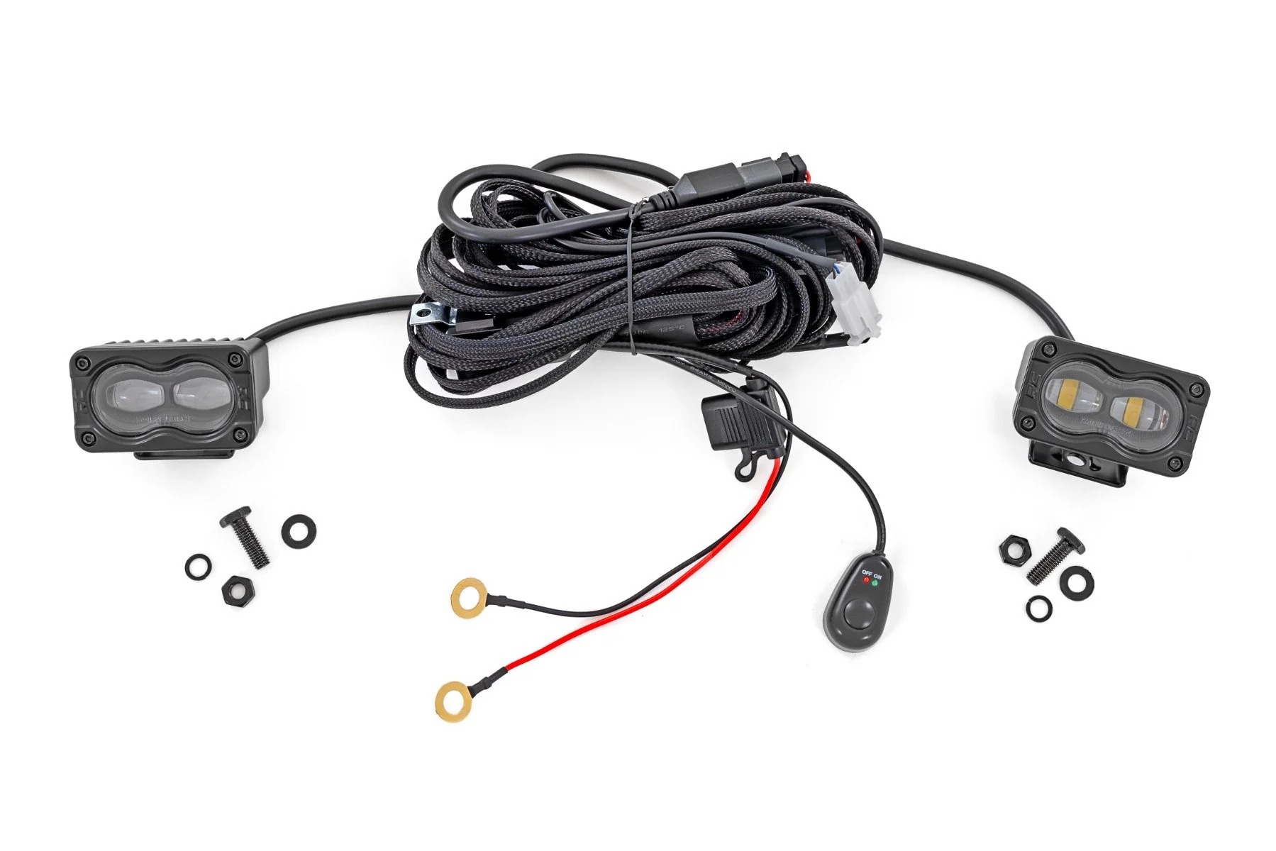 Rough Country - 3x1.75 Inch Black Series LED Slim Aux - SAE Fog - Pair