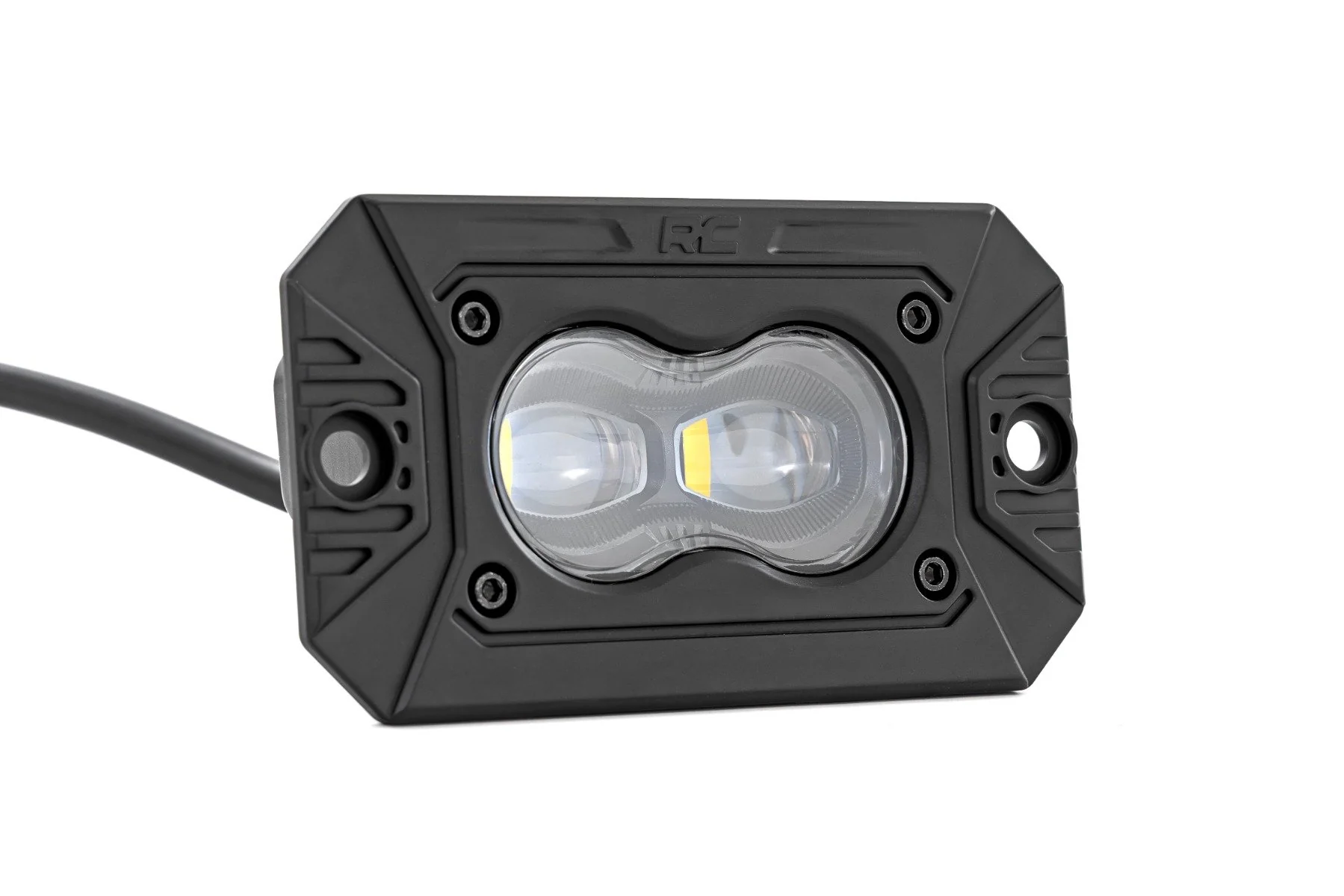Rough Country - 3x1.75 Inch Black Series - Yellow - LED Slim Aux - SAE Fog - Flush Mount - Pair - Image 2
