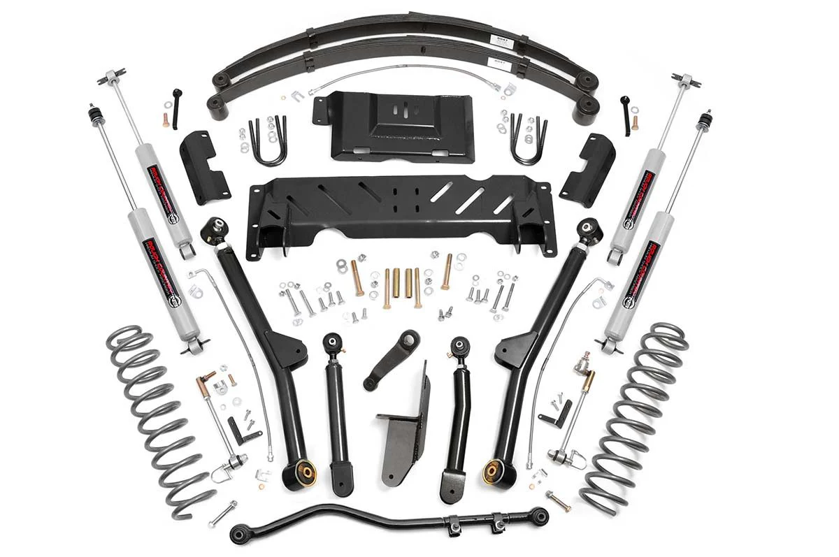 Rough Country - 4.5 Inch Lift Kit - Long Arm - RR Leaf's - NP242 - Jeep Cherokee XJ 4WD (84-01)