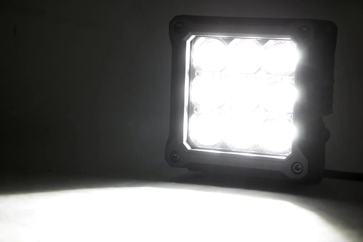 Rough Country - 4 Inch Chrome Series LED Light Pods - Square - White DRL - Pair - Image 2