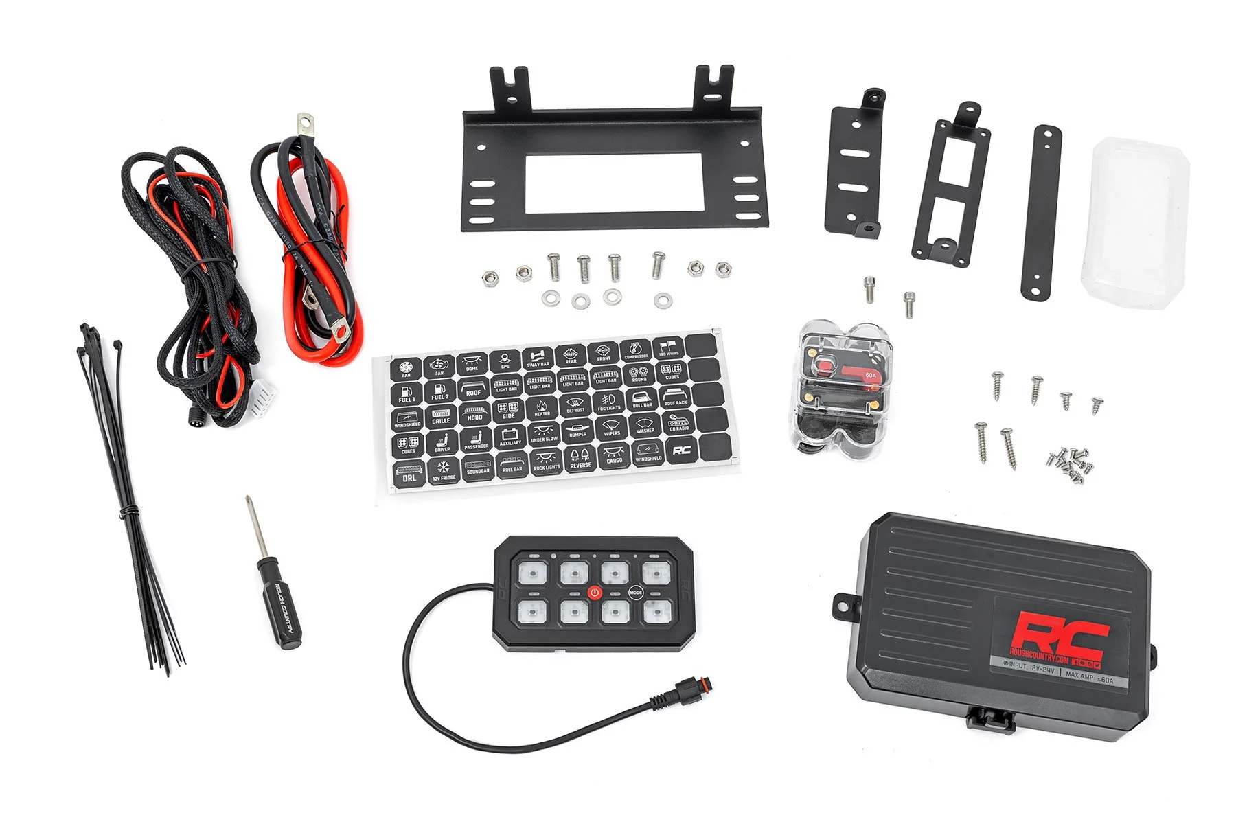 Rough Country - Bluetooth - 8 Gang Switch Panel - RGB Backlit Buttons - Multifunction Modes - Image 2