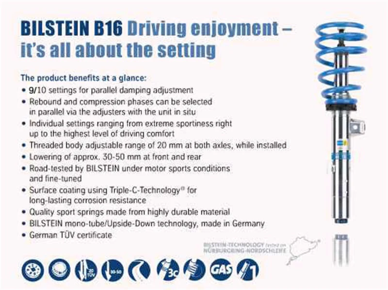 Bilstein B16 (PSS10) Front & Rear Performance Suspension System 15+ Audi A3 / VW Golf ALL - Image 3