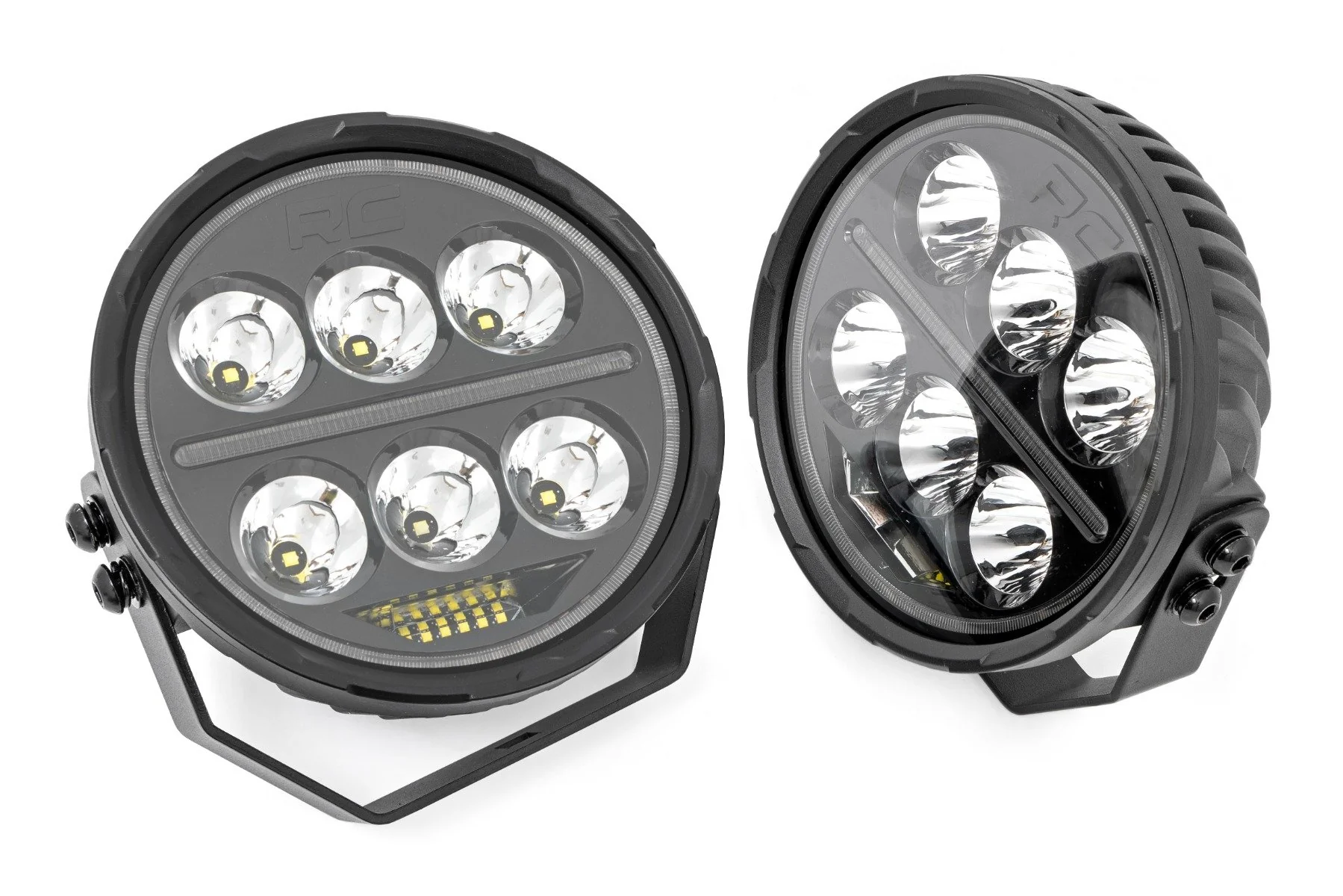 Rough Country - Black Series Halo LED Light Pair - White/Amber DRL - 6.5 Inch - Round - Image 3