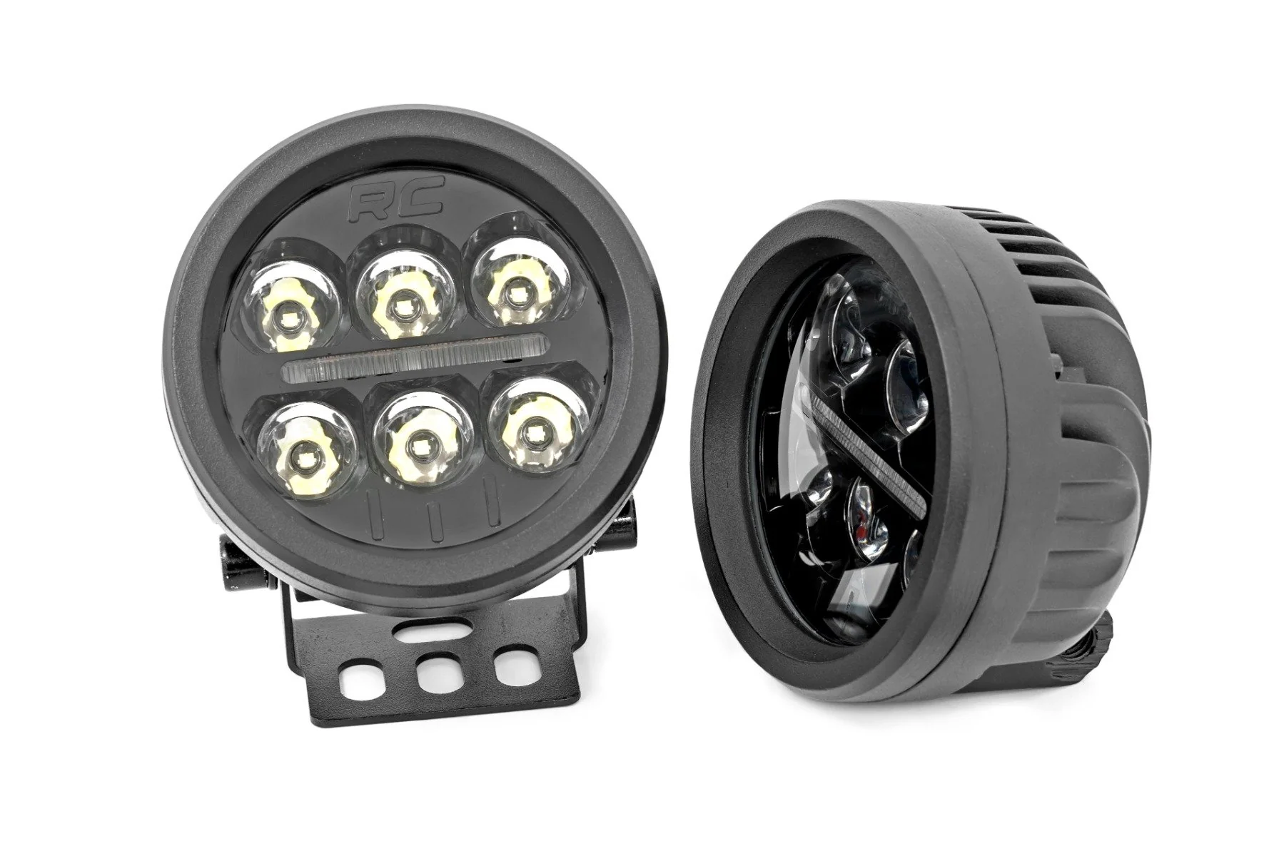 Rough Country - Black Series Round LED Light Pair - 3.5 Inch - Amber DRL - Image 3