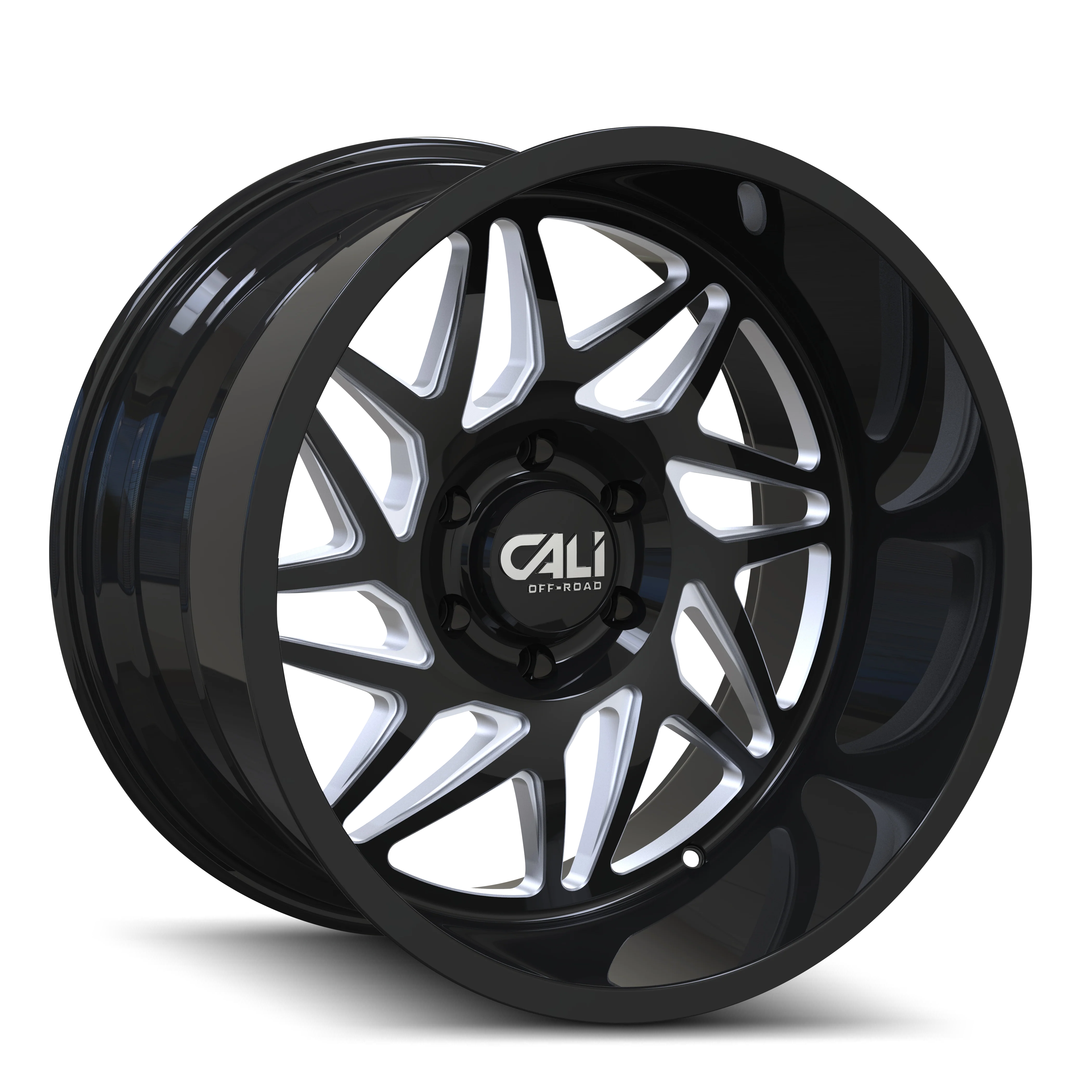 Cali Offroad - CALI OFF-ROAD GEMINI 9112 GLOSS BLACK MILLED 20X12 6-135 -51MM 87.1MM