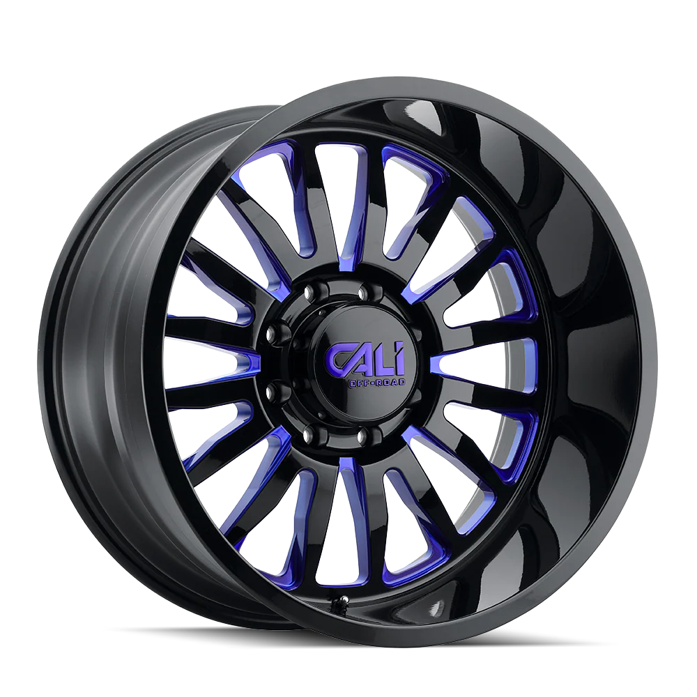 Cali Offroad - CALI OFF-ROAD SUMMIT 9110 GLOSS BLACK MILLED PRISM BLUE 22X12 5-127 -51MM 78.1MM