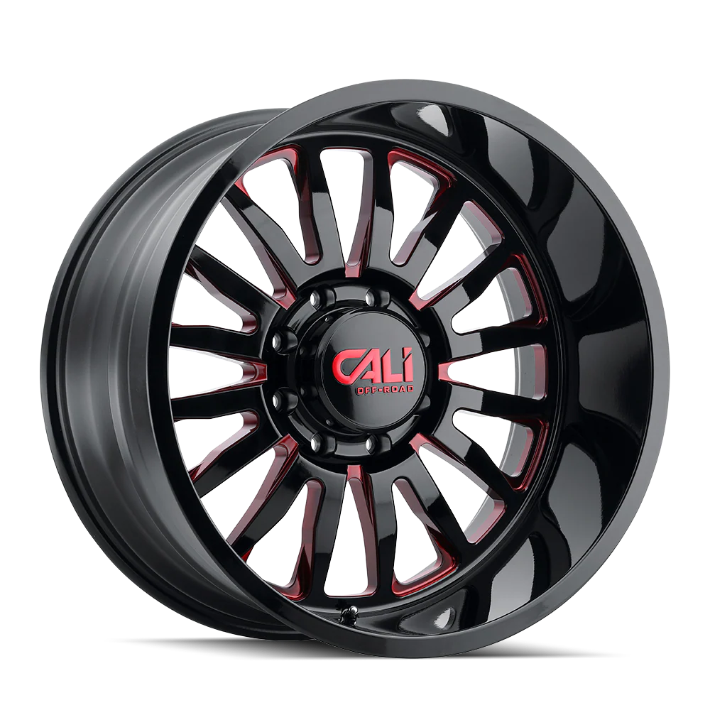 Cali Offroad - CALI OFF-ROAD SUMMIT 9110 GLOSS BLACK MILLED PRISM RED 22X12 6-135 -51MM 87.1MM