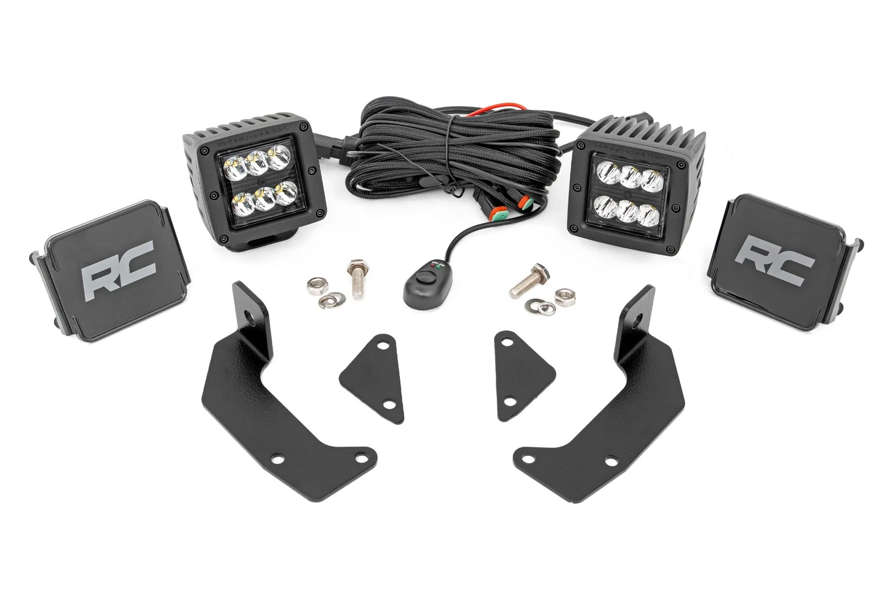 Rough Country - LED Light Kit - Cage Mount - 2" Black Pair - CFMOTO UFORCE 1000