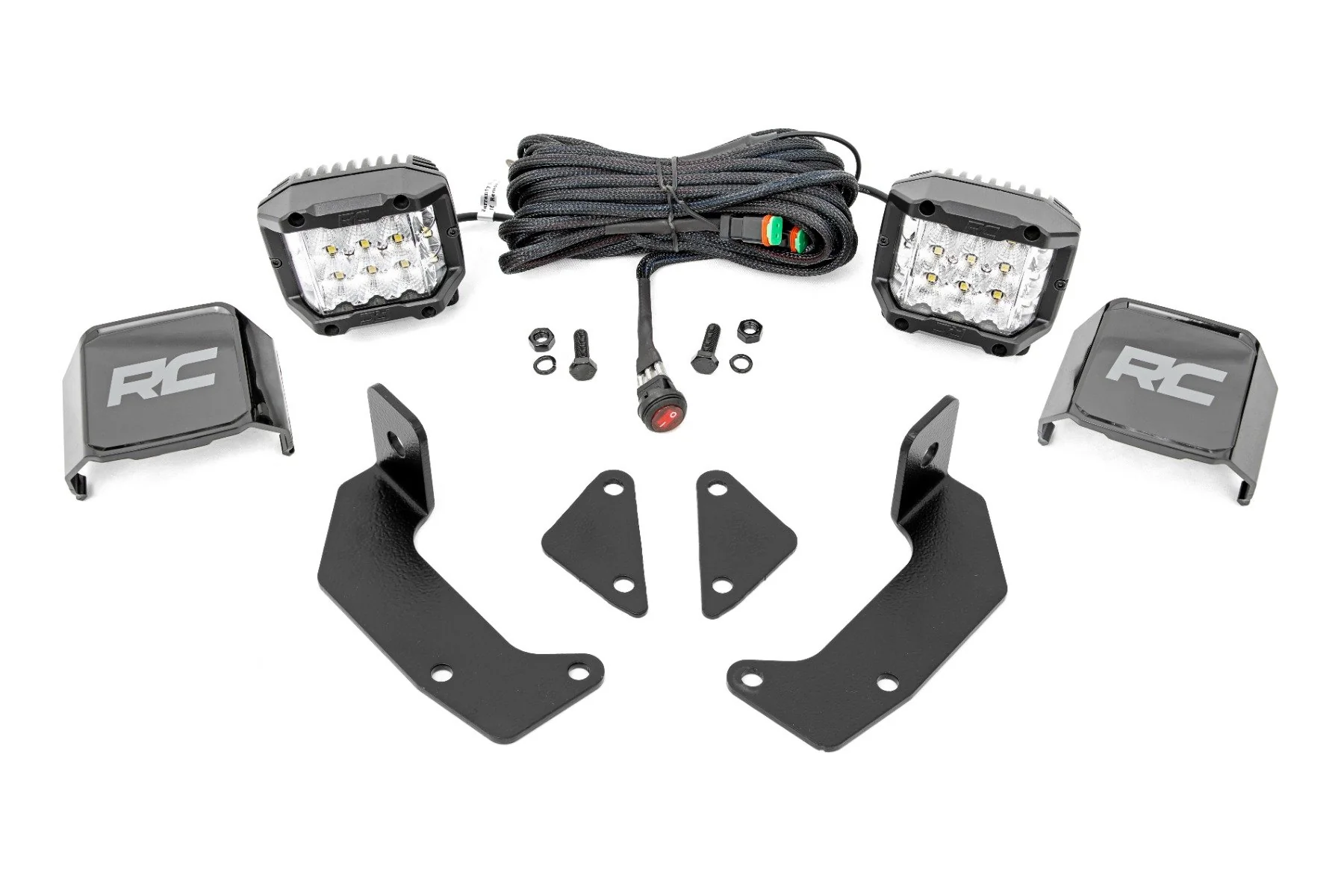 Rough Country - LED Light Kit - Cage Mount - 2" Chrome Pair - Wide Angle - CFMOTO UFORCE 1000