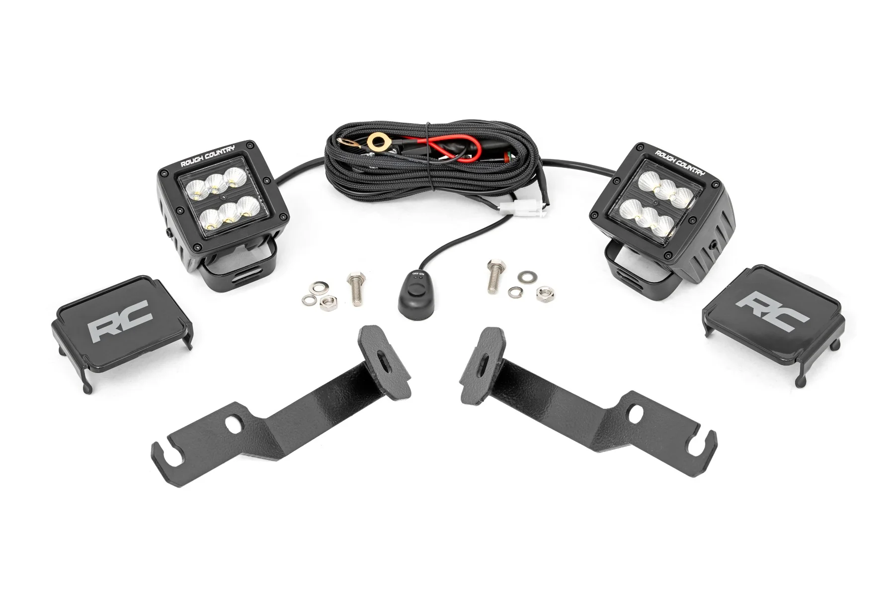 Rough Country - LED Light Kit - Ditch Mount - 2" Black Pair - Flood - Toyota Tacoma (05-15) - Image 7