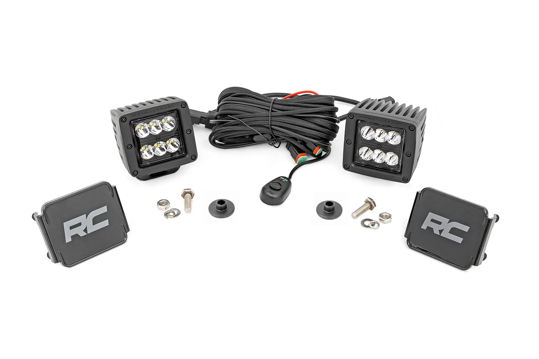 Rough Country - LED Light Kit - Ditch Mount - 2" Black Pair - Spot Pattern - Ford Bronco (21-25) - Image 7
