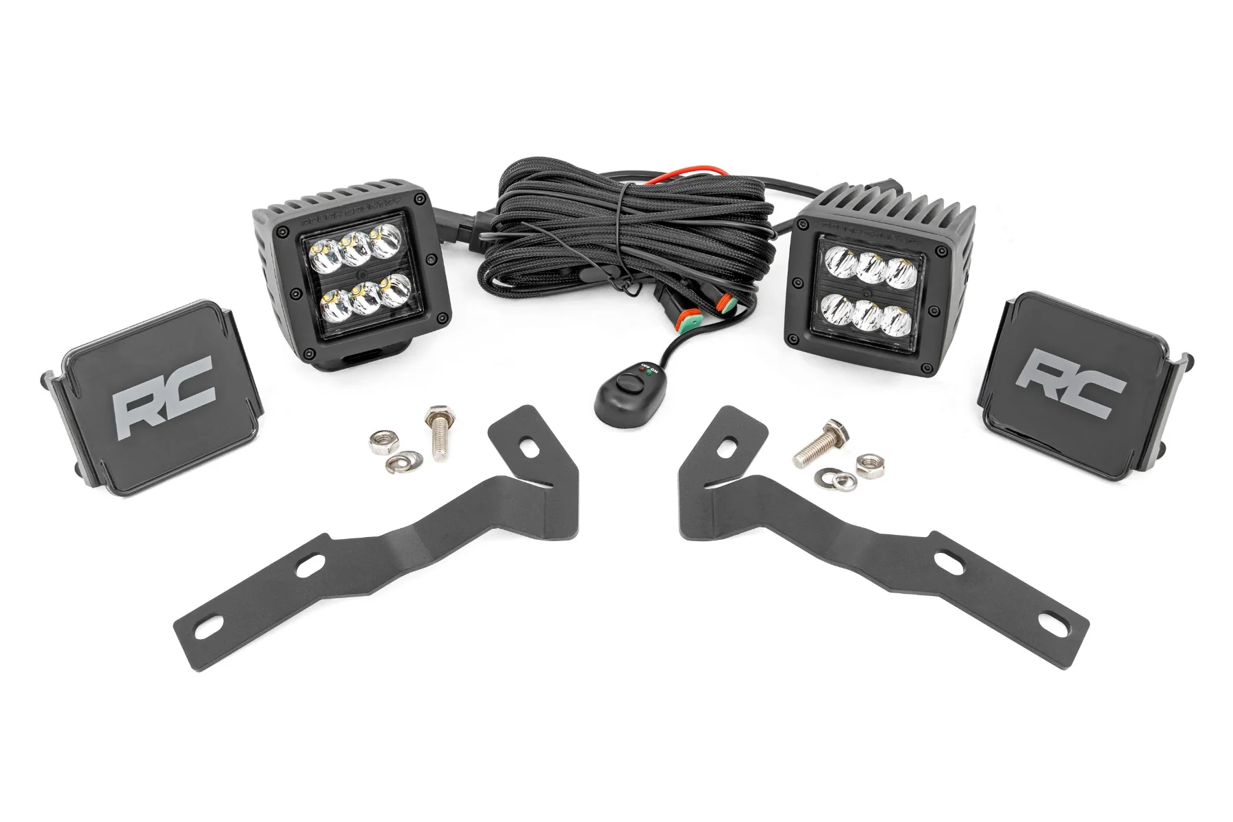 Rough Country - LED Light Kit - Ditch Mount - 2" Black Pair - Spot - Toyota Tacoma (16-23) - Image 7