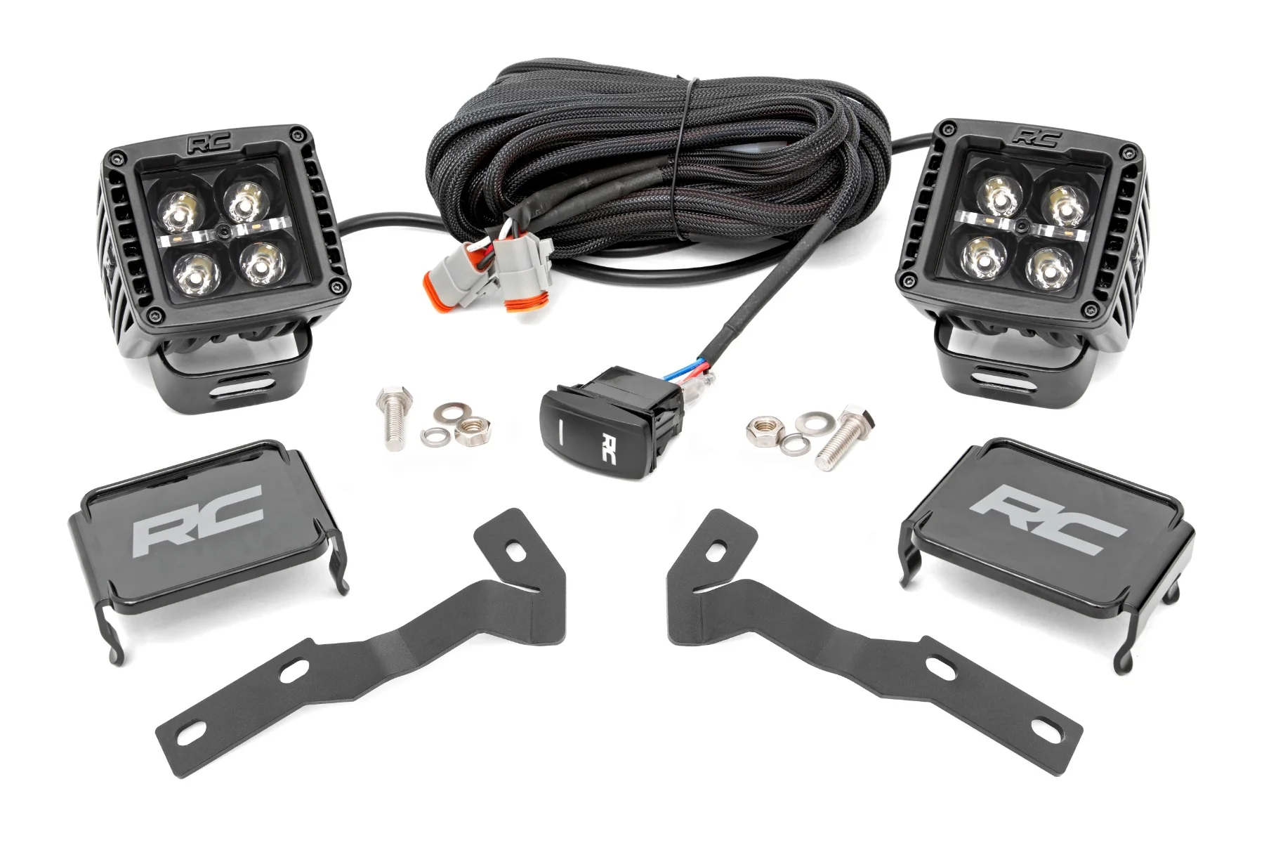 Rough Country - LED Light Kit - Ditch Mount - 2" Black Pair - White DRL - Toyota Tacoma (16-23) - Image 7