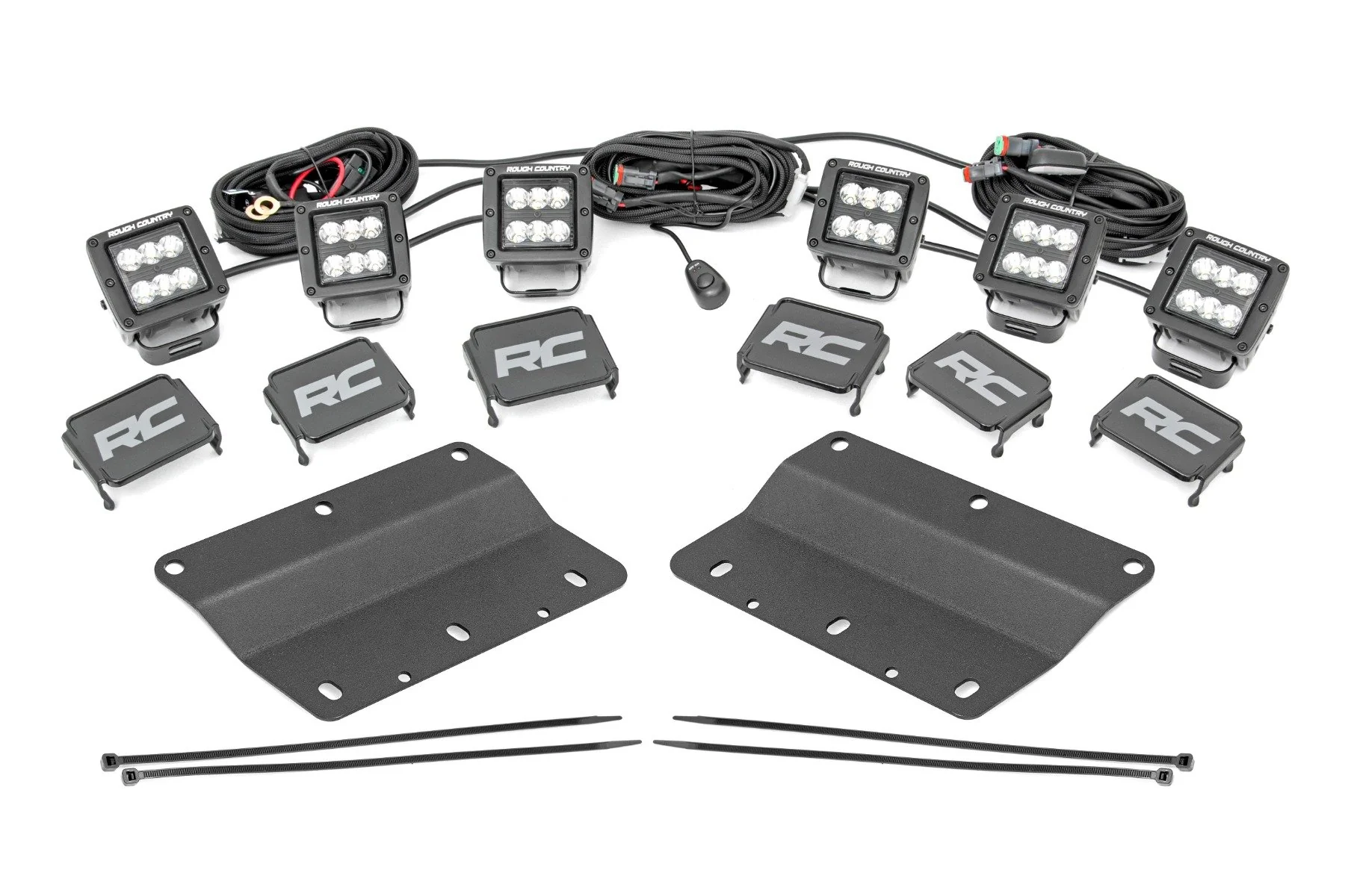 Rough Country - LED Light Kit - Fog Mount - Triple 2" Black Pair - Spot - Ford Bronco (21-25) - Image 7
