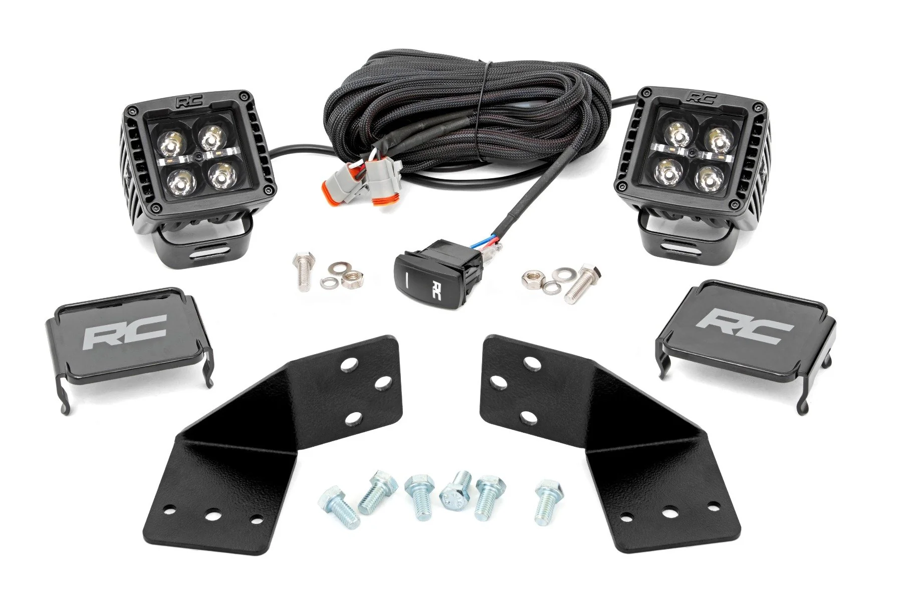Rough Country - LED Light Kit - Rear Mount - 2" Black Pair - White DRL - CFMOTO UFORCE 1000