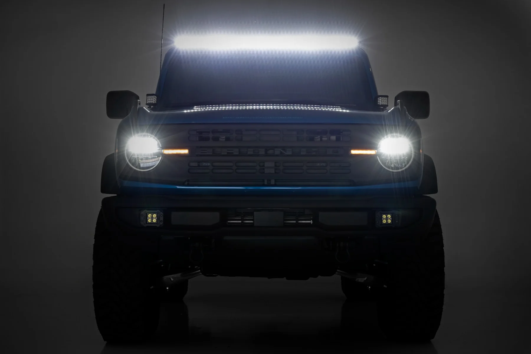 Rough Country - LED Light Kit - Upper Windshield - 50" Black Single Row - Ford Bronco (21-25) - Image 6
