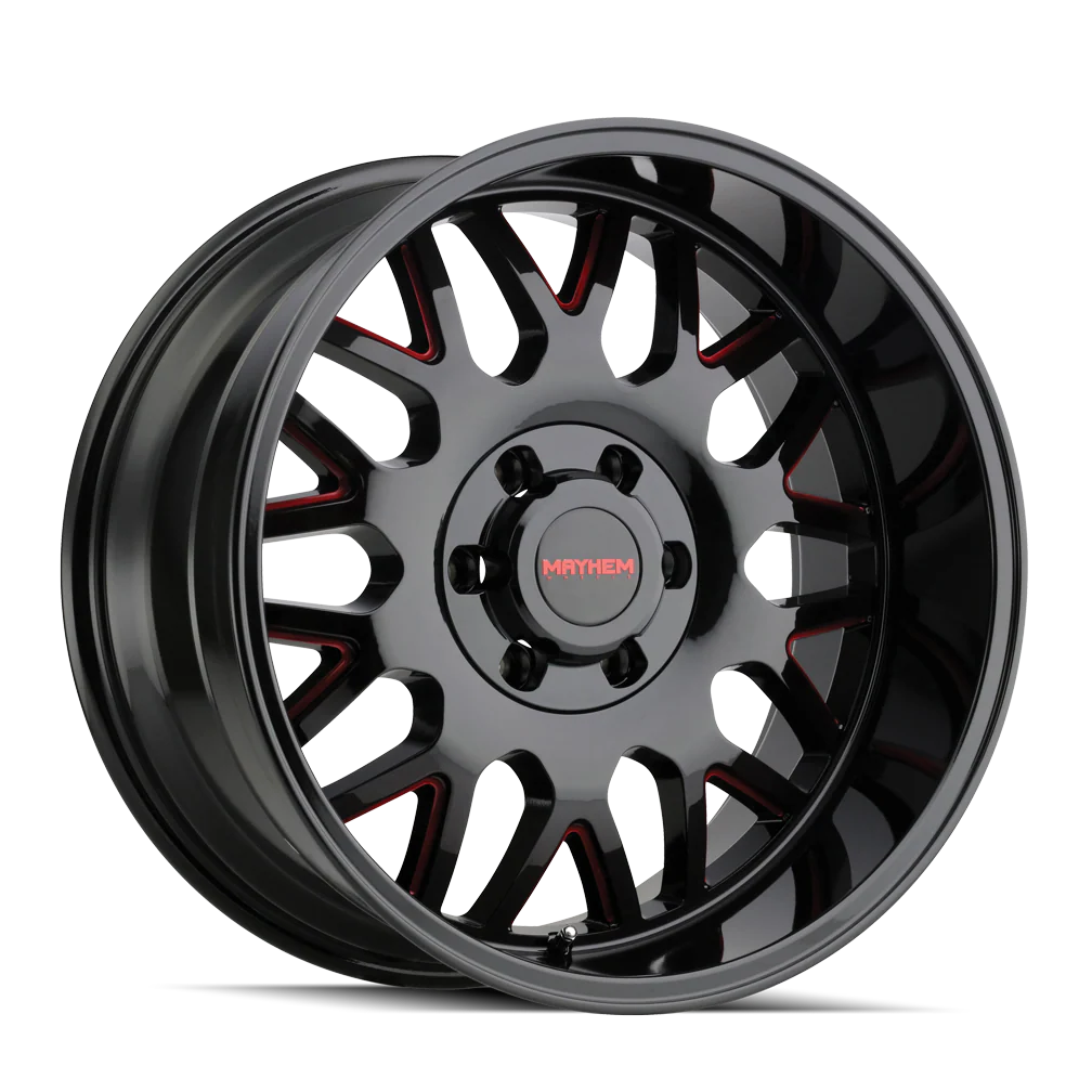 Mayhem - MAYHEM TRIPWIRE 8110 GLOSS BLACK MILLED PRISM RED 20X9 6-135/6-139.7 18MM 106MM - Image 4