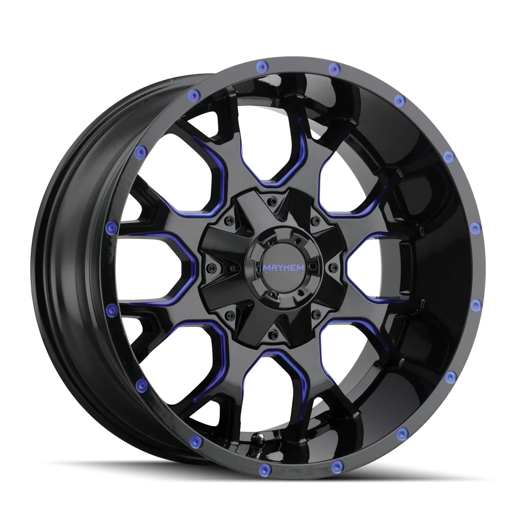 Mayhem - MAYHEM WARRIOR 8015 GLOSS BLACK MILLED PRISM BLUE 20X9 8-170 0MM 125.2MM