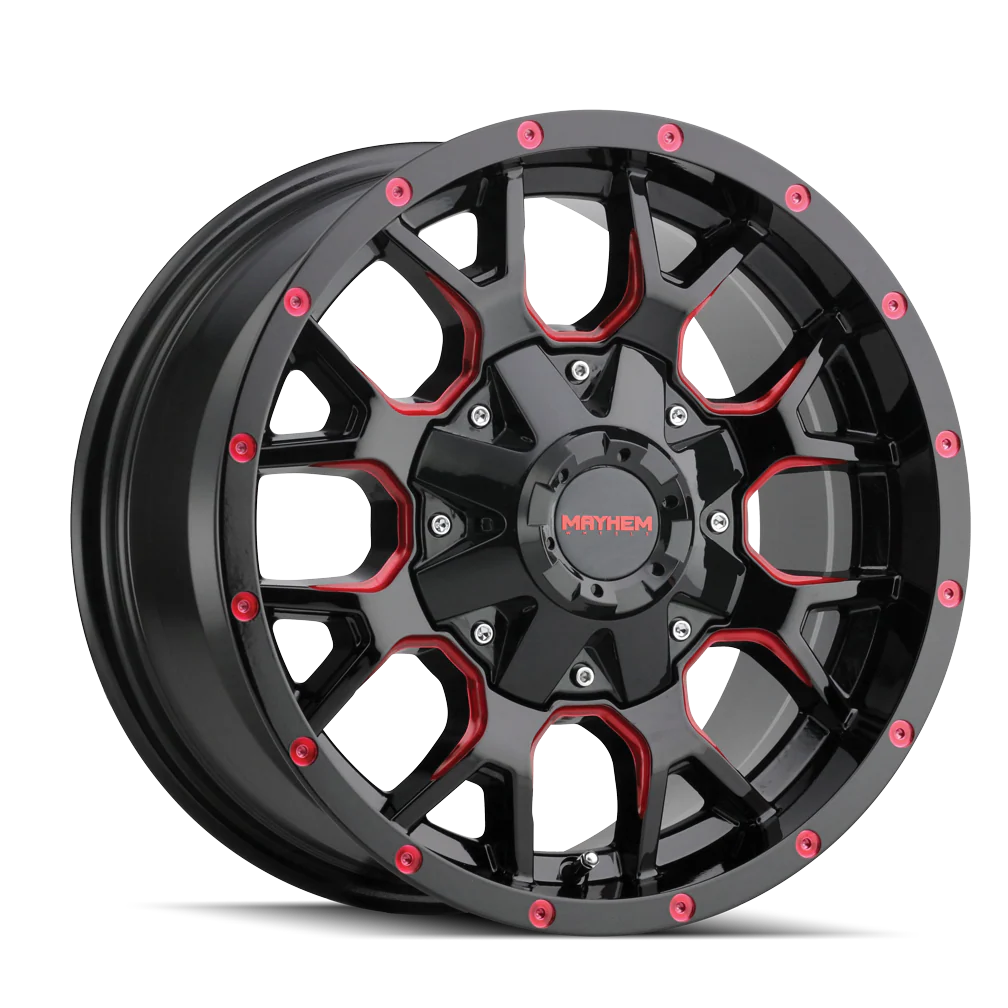 Mayhem - MAYHEM WARRIOR 8015 GLOSS BLACK MILLED PRISM RED 18X9 5-139.7/5-150 18MM 110MM - Image 4