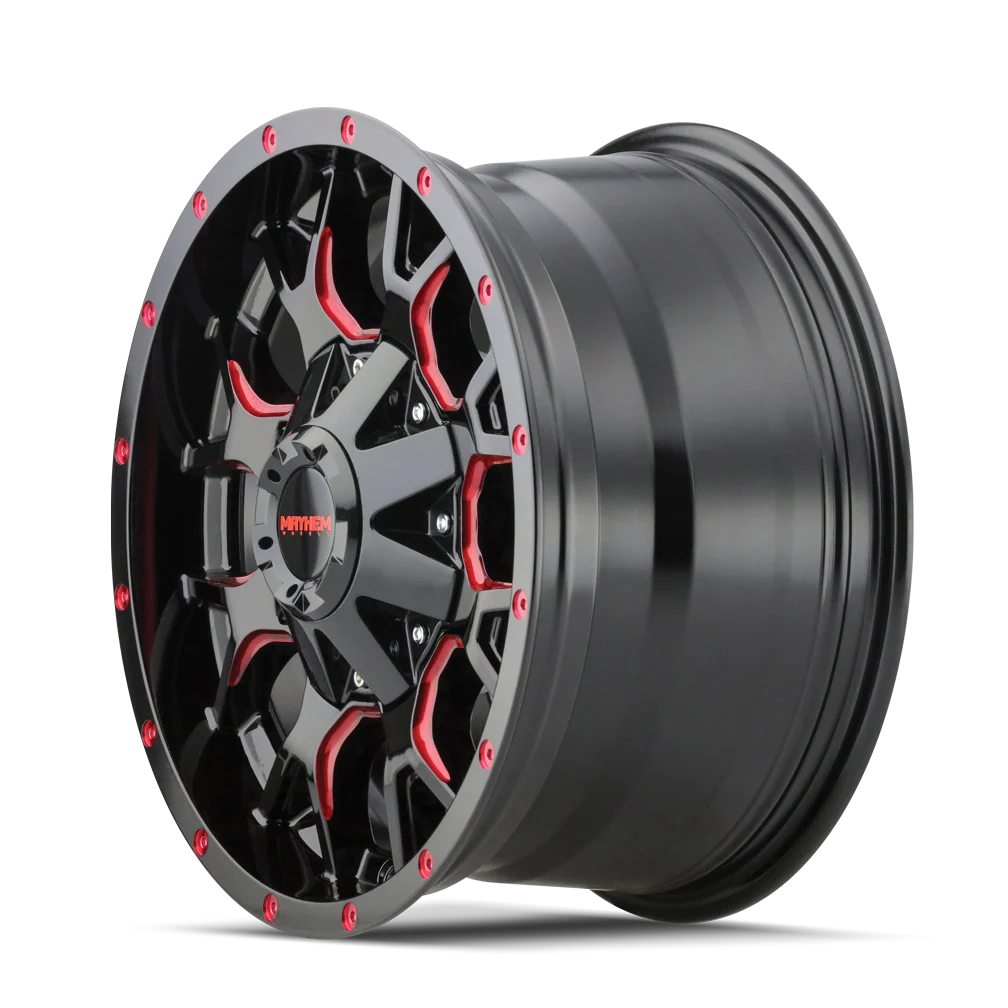 Mayhem - MAYHEM WARRIOR 8015 GLOSS BLACK MILLED PRISM RED 18X9 6-135/6-139.7 18MM 106MM - Image 6