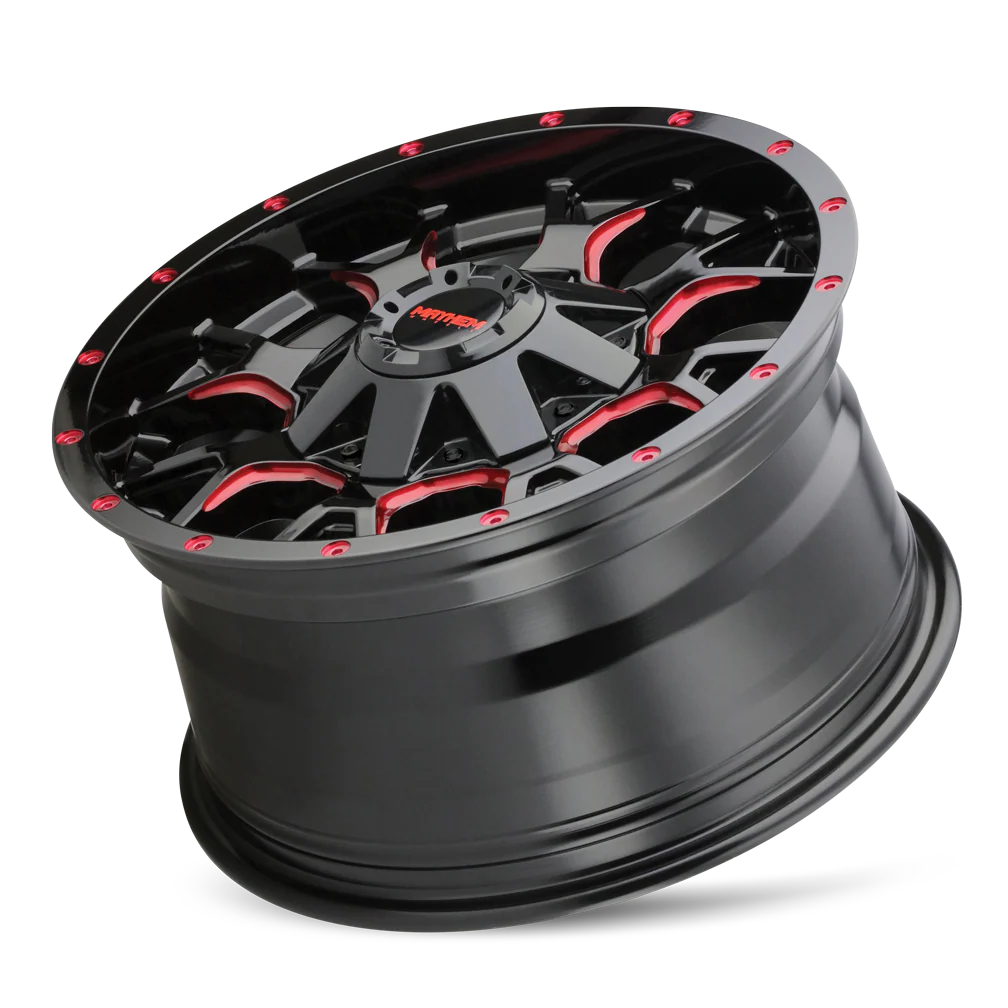 Mayhem - MAYHEM WARRIOR 8015 GLOSS BLACK MILLED PRISM RED 18X9 8-180 18MM 124.1MM - Image 6