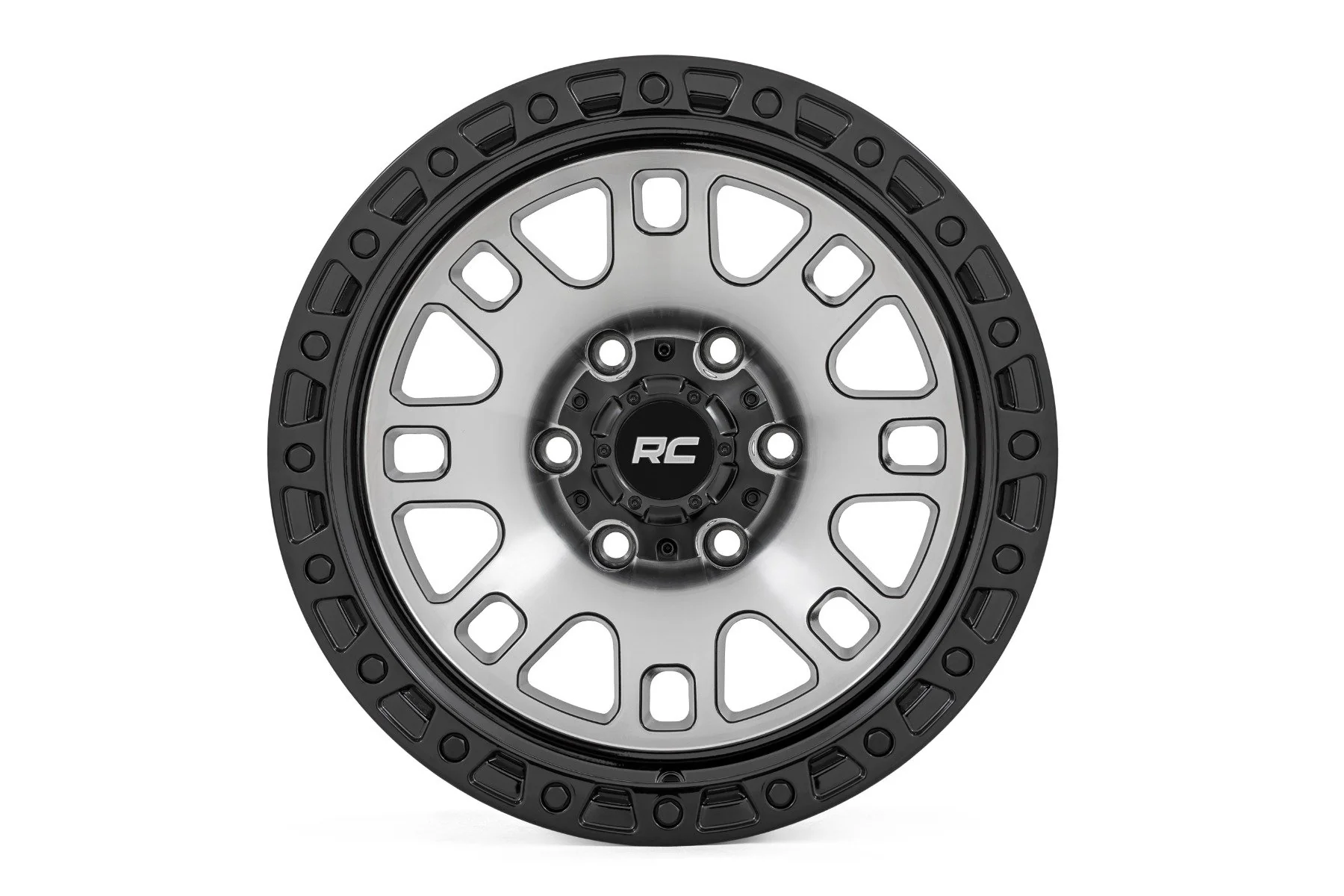 Rough Country 82 Series Wheel | One-Piece | Machined Semi Gloss Black | 17x9 | 5x4.5 | -12mm - Image 2