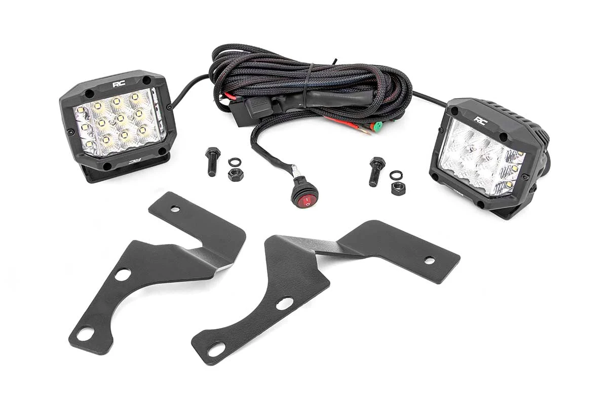 Rough Country - LED Light Kit - Ditch Mount - 3" Chrome Wide Angle Pair