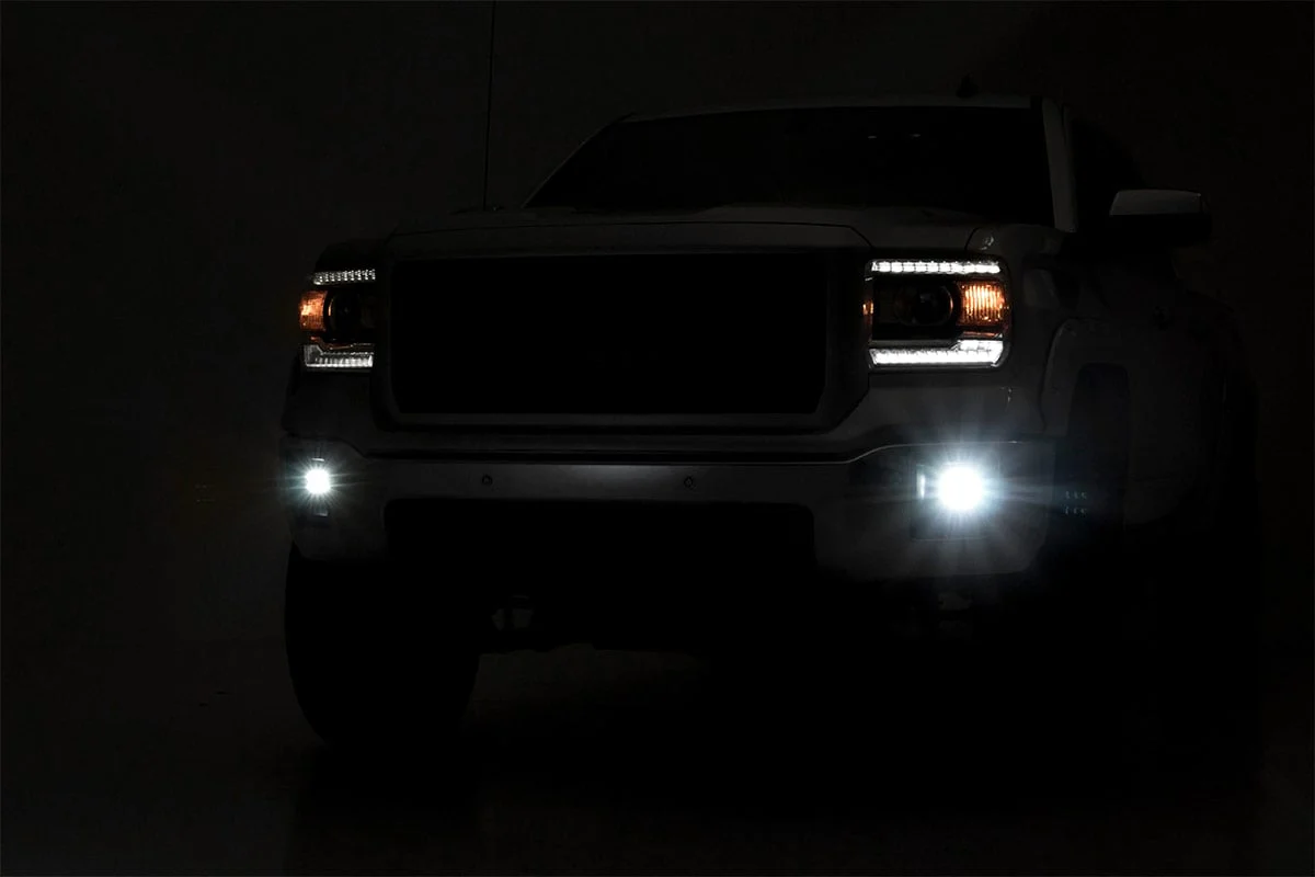 Rough Country - LED Light Kit - Fog Mount - 2" Black Pair - GMC Sierra 1500 2WD/4WD (14-15) - Image 3
