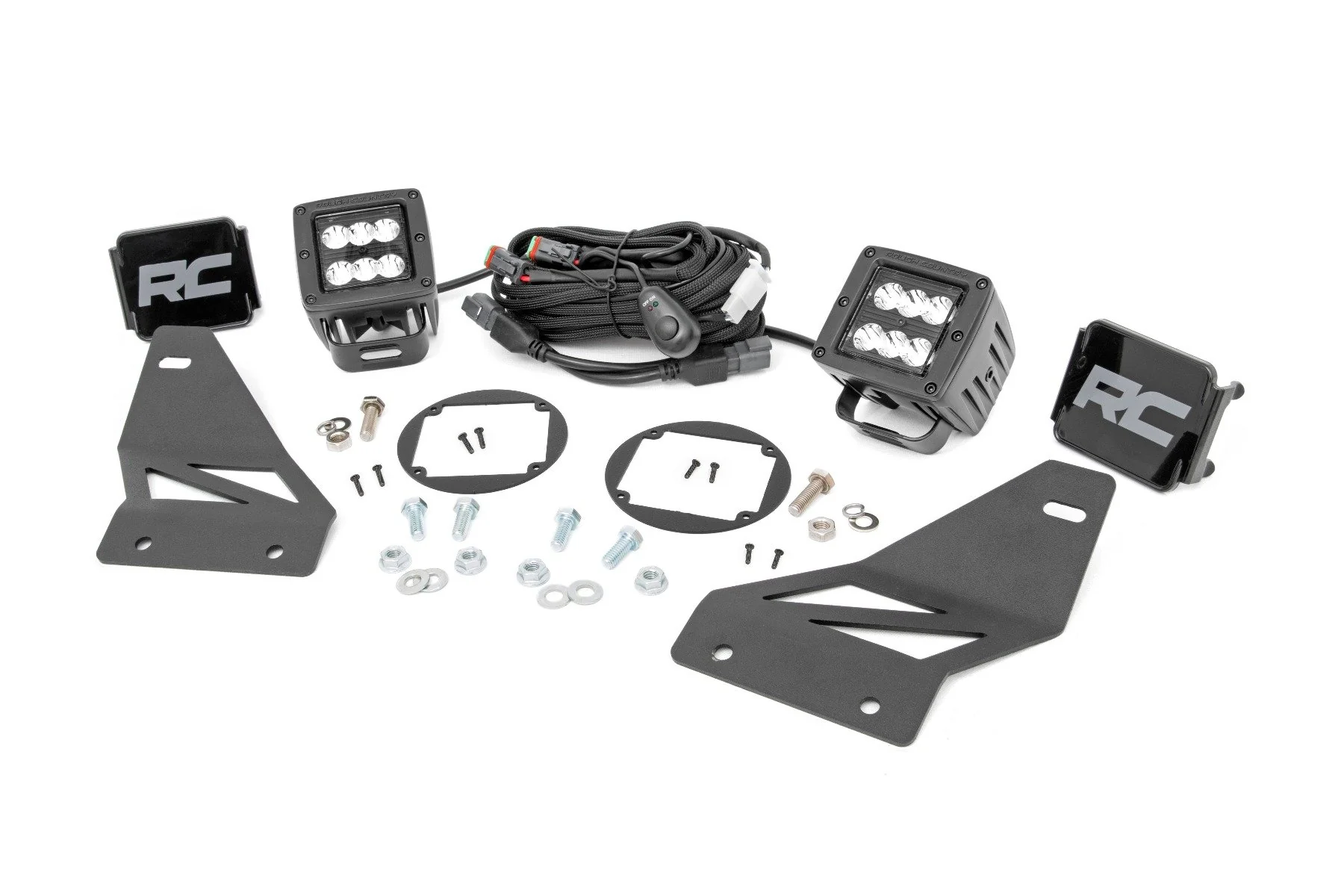 Rough Country - LED Light Kit - Fog Mount - 2" Black Pair - Spot - Nissan Frontier (05-20)