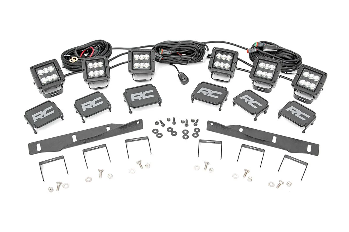 Rough Country - LED Light Kit - Fog Mount - Triple 2" Black Pair - Ford Raptor 4WD (17-20) - Image 2