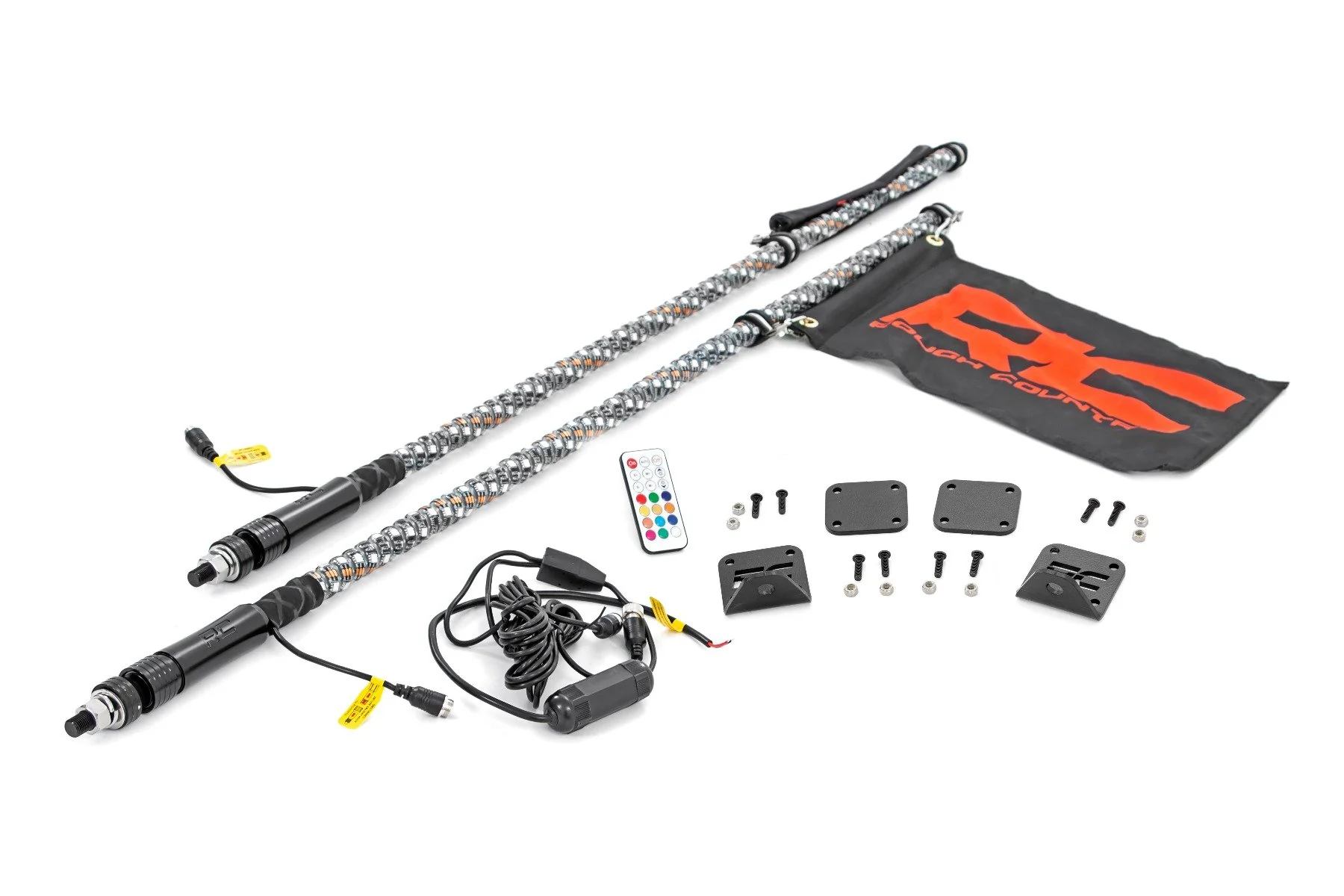 Rough Country - Whip Mount - Bed - 4' Multl-Color LED Whip Pair - Honda Talon 1000