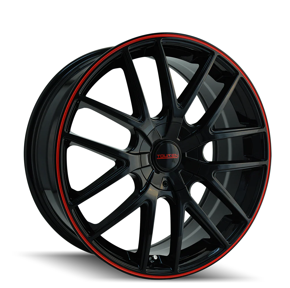 Touren - TOUREN TR60 3260 GLOSS BLACK WITH RED RING 17X7.5 5-112/5-120 42MM 72.62MM - Image 4