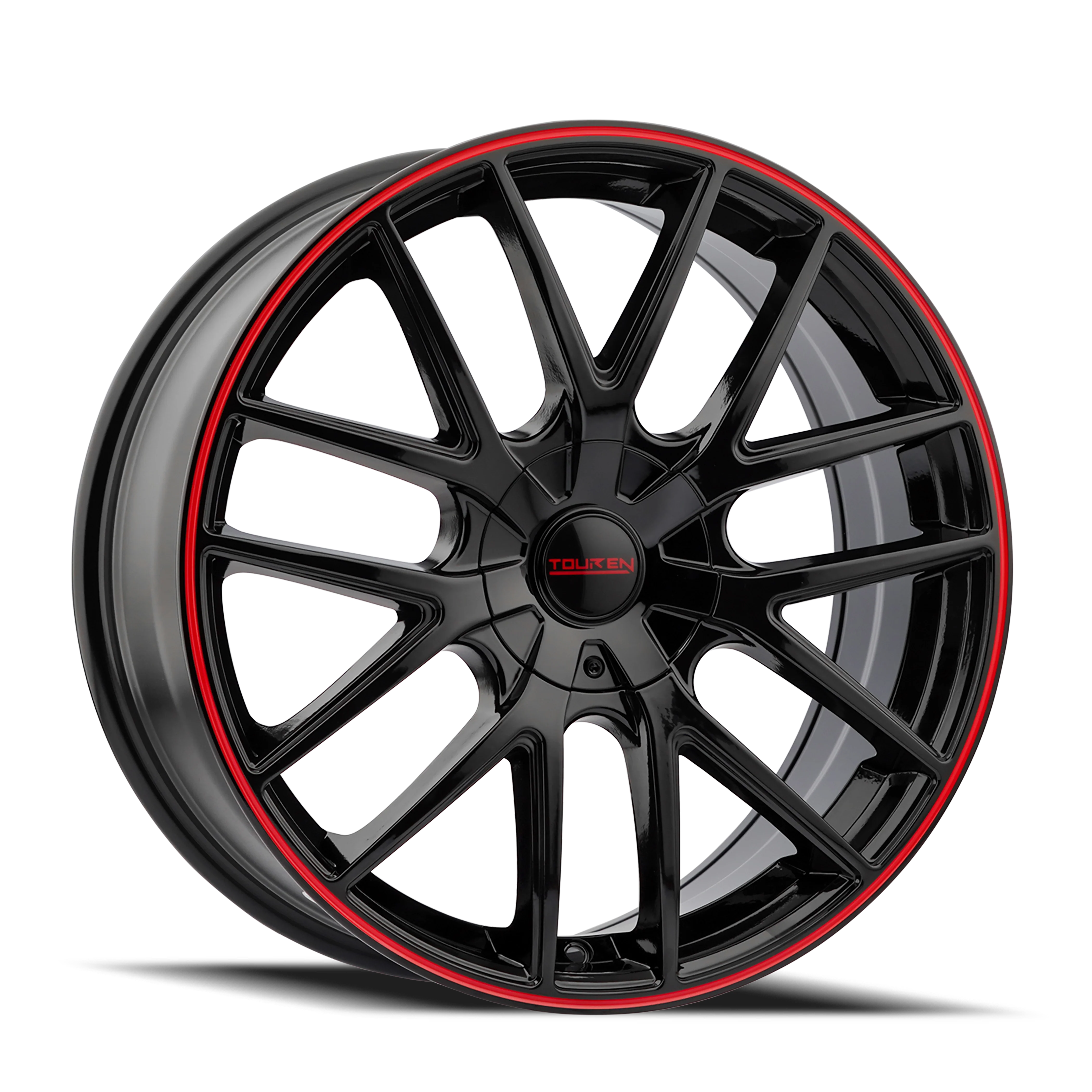 Touren - TOUREN TR60 3260 GLOSS BLACK WITH RED RING 20X8.5 5-108/5-114.3 40MM 72.62MM