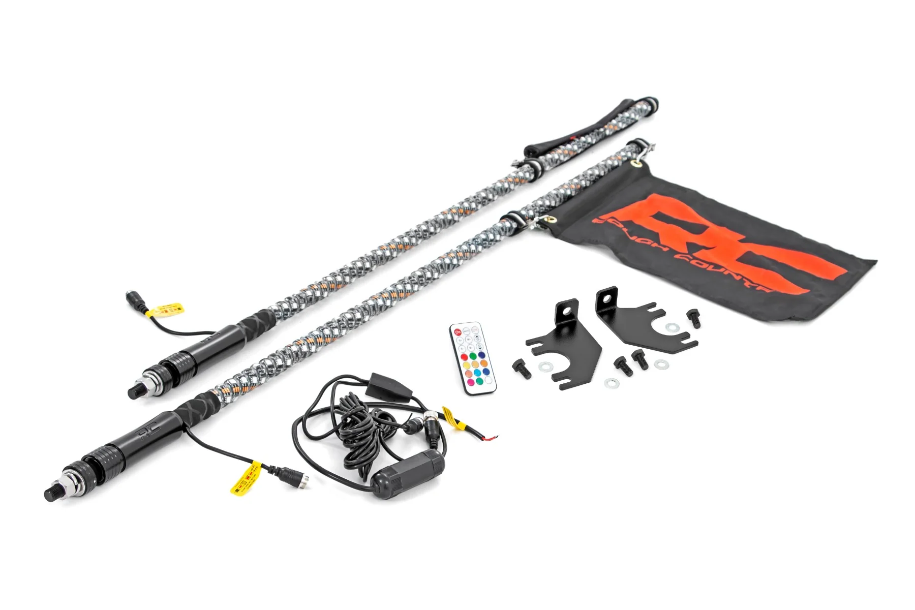 Rough Country - Whip Mount - Cage - 4' Multl-Color LED Whip Pair - Kawasaki Teryx4 800 - Image 7